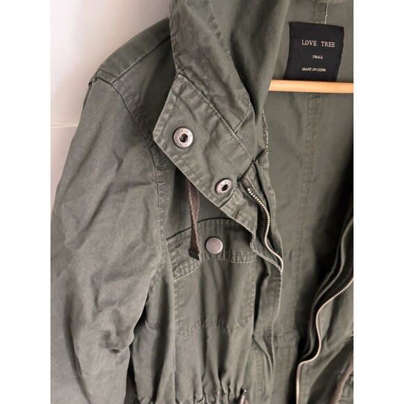 Women’s Love Tree Army Olive Green Khaki Utility Military Jacket Coat Size Small - Picture 5 of 8